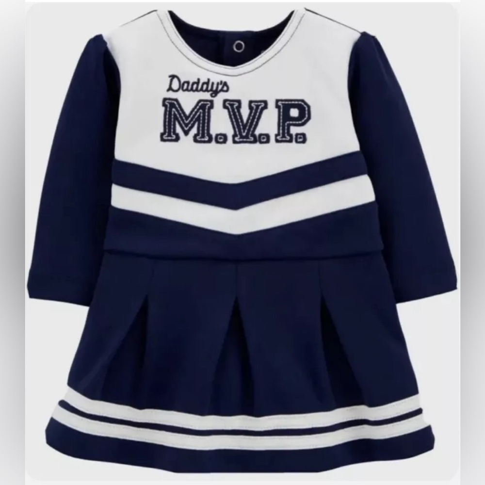 Carters Daddy’s MVP Cheer Dress Navy Blue & White 12M